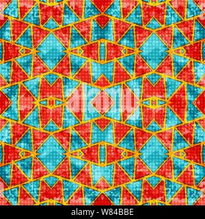 orange polygons on a blue background. Seamless geometric pattern. vector illustration Stock Vector