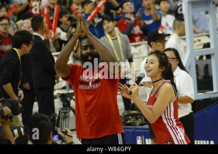 James Harden of the Houston Rockets wearing a traditional Chinese opera  outfit during a trip to China just a few months ago. Now nearly everything  Houston Rockets related is banned in China