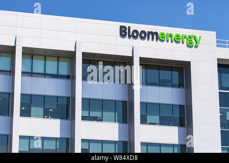 August 7, 2019 San Jose / CA / USA - Bloom Energy headquarters in Silicon Valley; Bloom Energy manufactures and markets solid oxide fuel cells that pr Stock Photo