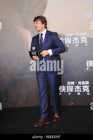 American actor Tom Cruise attends a premiere event for his new movie 'Jack Reacher: Never Go Back' in Shanghai, China, 12 October 2016. Stock Photo