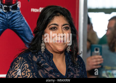 Asbury Park, NJ - August 7, 2019: Gurinder Chadha attends premiere of 'Blinded by the Light' at Paramount Theatre Stock Photo