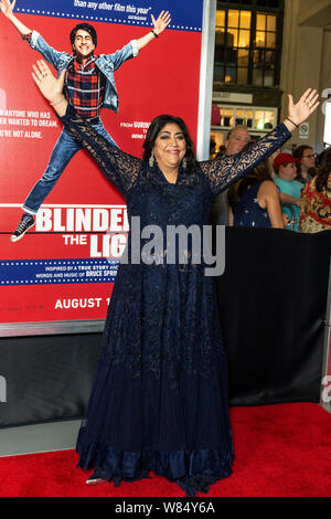 Asbury Park, NJ - August 7, 2019: Gurinder Chadha attends premiere of 'Blinded by the Light' at Paramount Theatre Stock Photo