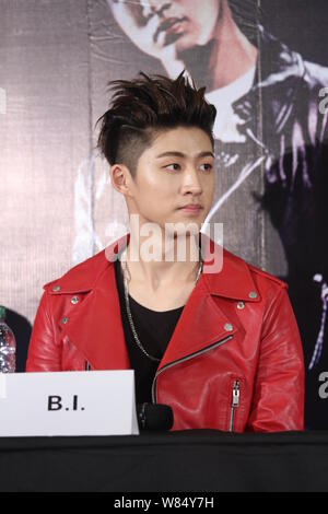 Kim Han-bin (B.I.) of South Korean boy group iKON attends a press