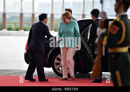 German Chancellor Angela Merkel arrives for the opening ceremony of the G20 Hangzhou Summit in Hangzhou city, east China's Zhejiang province, 4 Septem Stock Photo