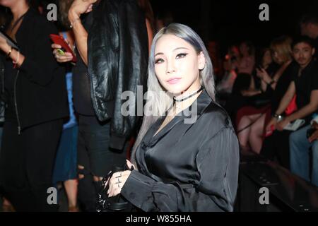 Chaelin Lee, or Lee Chae-rin, better known by her stage name CL, of South Korean girl group 2NE1, attends the Alexander Wang fashion show during the N Stock Photo