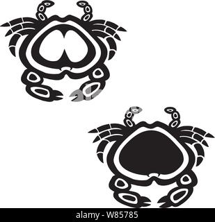 crabs drawn in a west coast native indian pattern one light one dark Stock Vector
