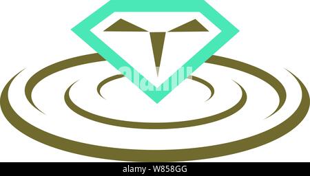 Diamond over in the center of water ripples Stock Vector
