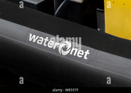 Logo On A Boat From Waternet At Amsterdam The Netherlands 2019 Stock Photo