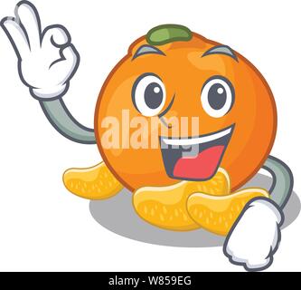 Okay tangerine is stored in cartoon refrigerator Stock Vector