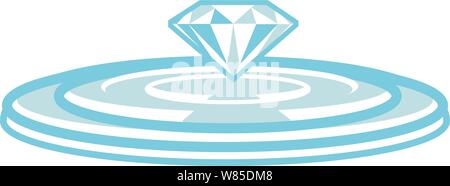 Diamond over ripples or over a record turn table with reflection Stock Vector