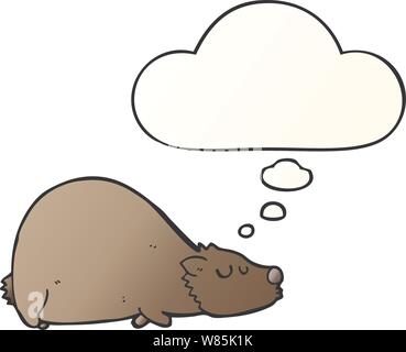 cartoon bear with thought bubble in smooth gradient style Stock Vector