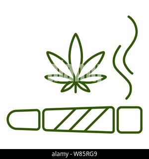 Marijuana joint, spliff. Cigarette with drug, marijuana cigarette rolled. Isolated vector illustration on white background. Stock Vector