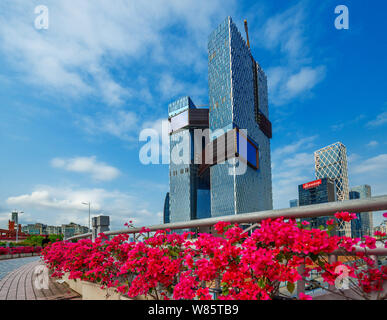 --FILE--The Tencent Binhai Building, the new global headquarters of Tencent, is under construction at the Nanshan Science and Technology Park in Shenz Stock Photo