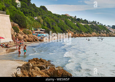 Sanary-sur-Mer (south-eastern France): the Golden Beach (French “plage doree”) Stock Photo