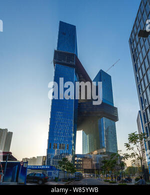 --FILE--The Tencent Binhai Building, the new global headquarters of Tencent, is under construction at the Nanshan Science and Technology Park in Shenz Stock Photo