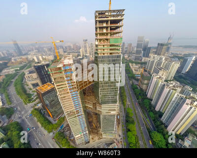 --FILE--The Tencent Binhai Building, the new global headquarters of Tencent, is under construction at the Nanshan Science and Technology Park in Shenz Stock Photo