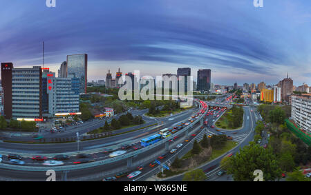 View of the crossings of the Madian Elevated Highway in Beijing, China, 18 April 2016. Stock Photo