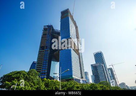 --FILE--The Tencent Binhai Building, the new global headquarters of Tencent, is under construction at the Nanshan Science and Technology Park in Shenz Stock Photo