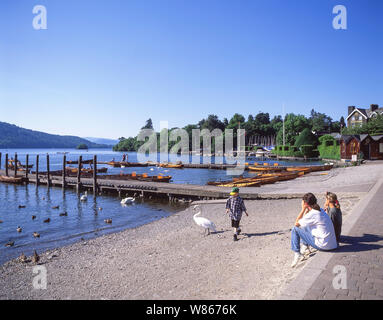 Waterfront at Lake Windermere, Bowness-on-Windermere, Cumbria, England, United Kingdom Stock Photo