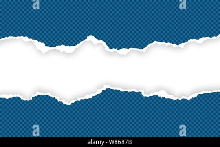 Horizontal torn paper edge. Ripped squared horizontal paper strips. Vector illustration. Stock Vector