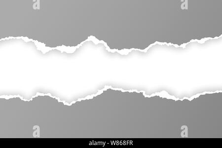 Horizontal torn paper edge. Ripped squared horizontal paper strips. Vector illustration. Stock Vector