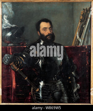 Italy Tuscan Florence  - Uffuzi gallery - Tiziano Vecellio Portrait of Francesco Maria I Della Rovere Stock Photo