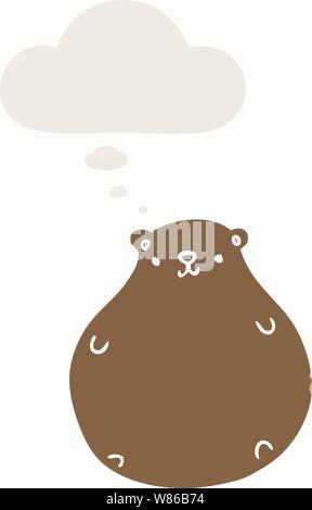 cartoon bear with thought bubble in retro style Stock Vector