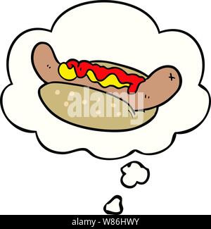 cartoon hot dog with thought bubble Stock Vector