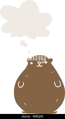 cartoon bear with thought bubble in retro style Stock Vector