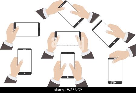 Crowd of people shoot the event on a smartphone. In the hands of the camera shoots a video at a party concert. Isolated silhouette set vector - Vector Stock Vector