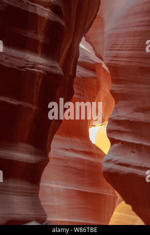 Light Shines In Antelope Slot Canyon in Arizona Stock Photo