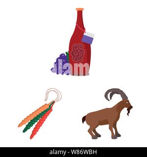 Vector illustration of Caucasus and traditions sign. Set of Caucasus and attributes stock symbol for web. Stock Vector