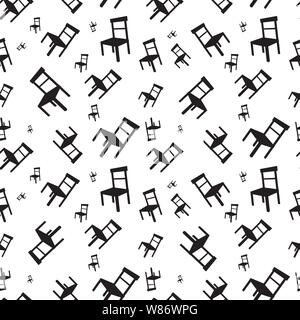Vector seamless pattern with black chairs on a white background Stock Vector