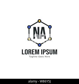Initial NA logo template with modern frame. Minimalist NA letter logo vector illustration design Stock Vector