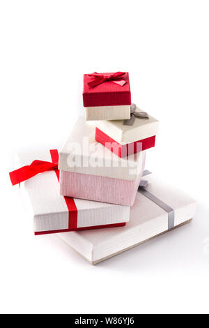 Variety gift boxes isolated on white background Stock Photo