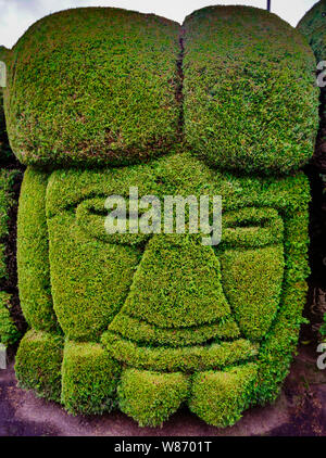 Tulum, Ecuador, Dec 11, 2017 - Exotic topiary created in Tulum cemetary in the North of Ecuador Stock Photo