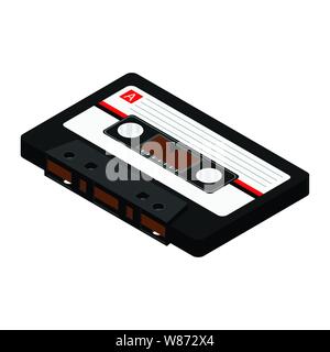 Vintage audio cassette tape isometric view isolated on white background ...