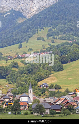 A mountain village in the Bauges range, French Alps Stock Photo