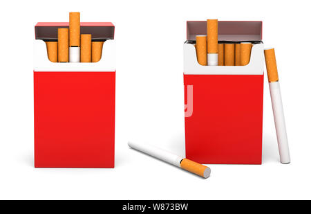 Red open packs of cigarettes Stock Photo