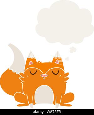 cartoon fox with thought bubble in retro style Stock Vector