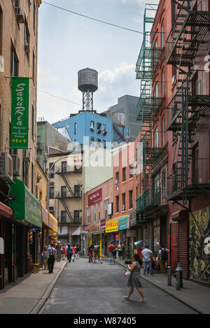 Chinatown New York, view along Doyers Street in the center of Chinatown in downtown Manhattan, New York City, USA Stock Photo