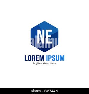 Initial NE logo template with modern frame. Minimalist NE letter logo vector illustration design Stock Vector