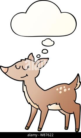 cartoon deer with thought bubble in smooth gradient style Stock Vector