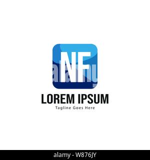 Initial NF logo template with modern frame. Minimalist NF letter logo vector illustration design Stock Vector