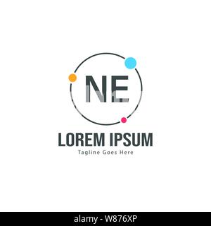 Initial NE logo template with modern frame. Minimalist NE letter logo vector illustration design Stock Vector