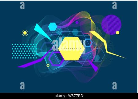 Abstract background composition of the geometric shapes. Modern abstract design poster, cover, banner, card design. Geometric pattern, texture. Vector Stock Vector
