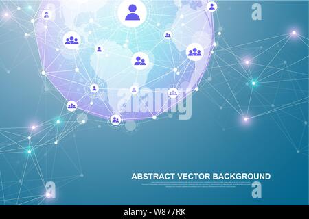 Networking connection concept abstract technology. Global network connections with points and lines. Big data visualization. Futuristic infographic Stock Vector
