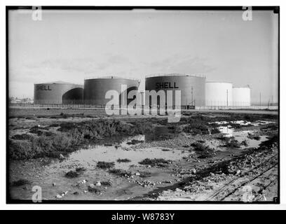 Shell oil tanks near Haifa close up. Stock Photo
