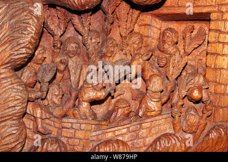 'Jesus Rides Into Jerusalem' on 'The Angel' carved by Handel Edwards in the 1970s Stock Photo