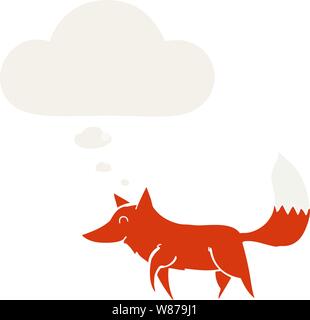 cartoon wolf with thought bubble in retro style Stock Vector